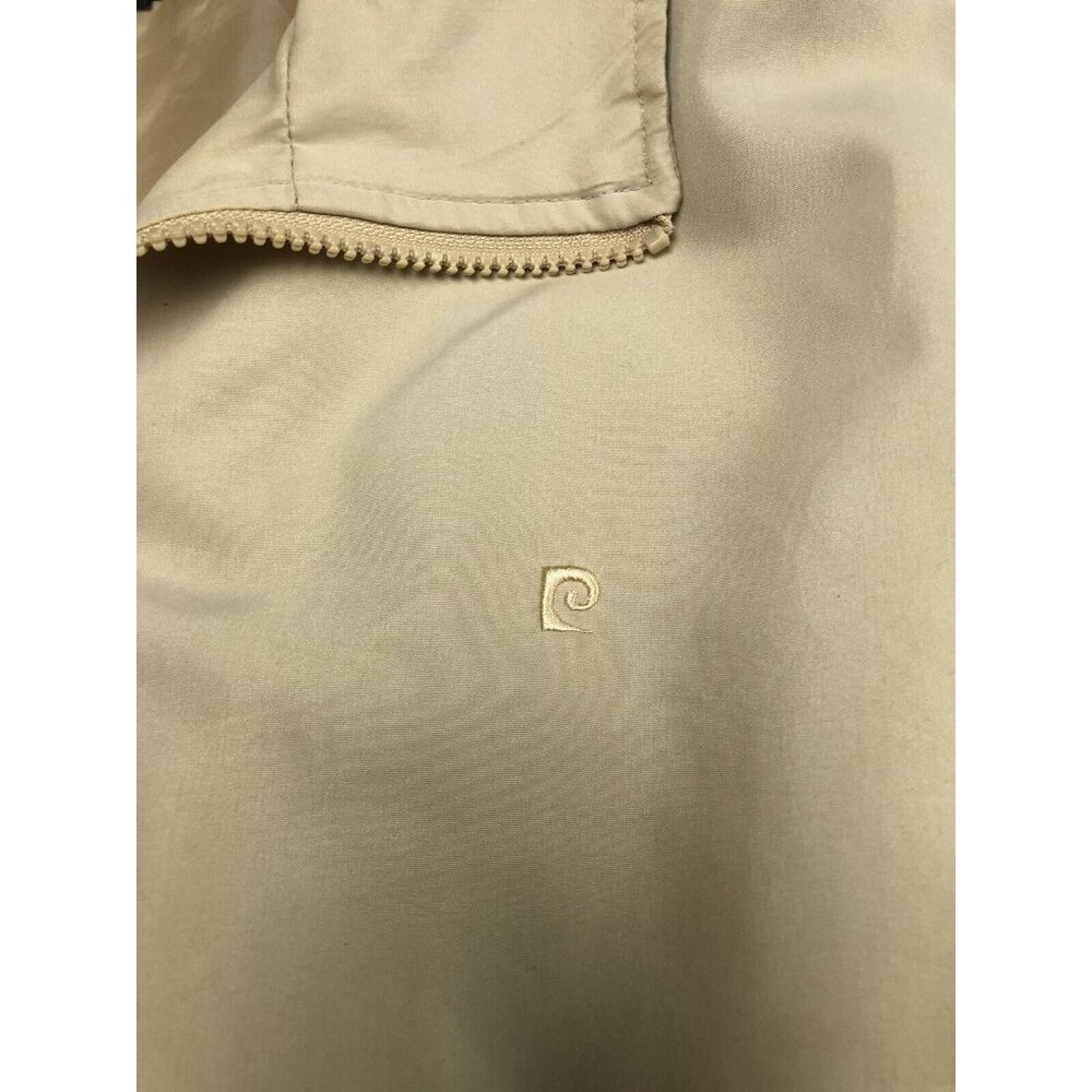 Pierre Cardin Logo Sweater Jacket Full Zipper cream color Size Small Pockets - Picture 3 of 8